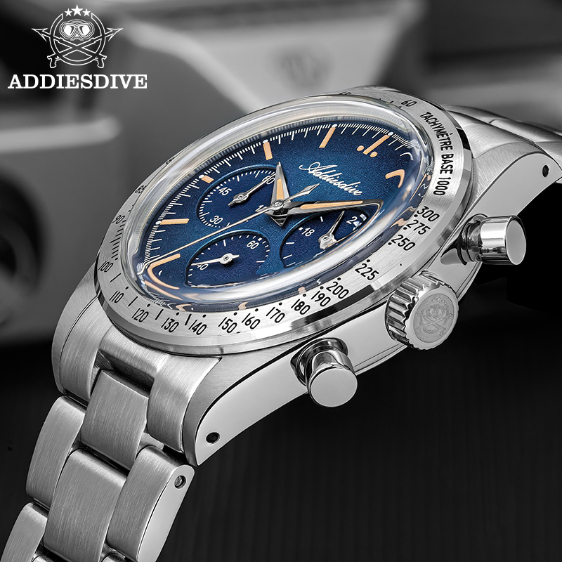 Luxury Watch Second Hand - ADDIESDIVE Nowe Męskie Zegarki Chronograf Szkło