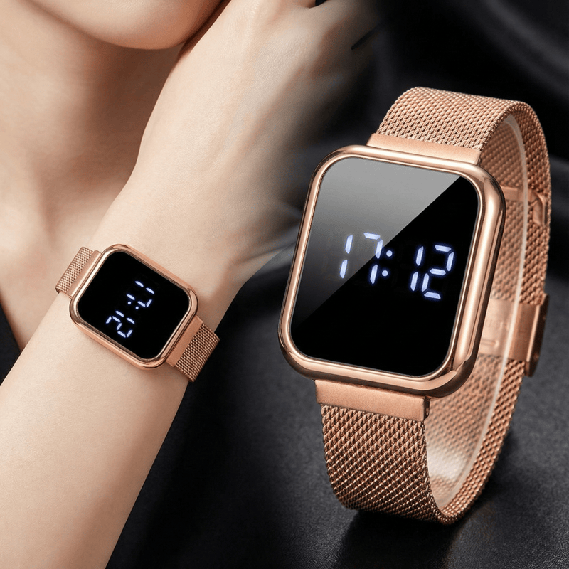 Luxury Watch Market - Modne prostokątne zegarki cyfrowe dla kobiet