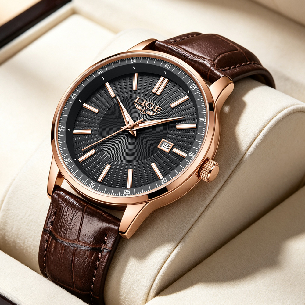 Zegarki męskie LIGE, luksusowa – Luxury Watch Mockup recenzja i cena